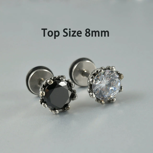 Wholesale Stud Earrings Stainless Steel Zircon Clawshaped Geometric Hip Hop Style Electroplated