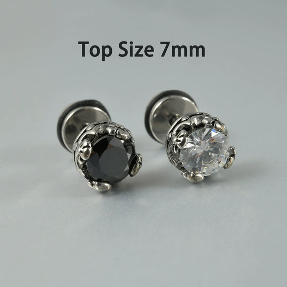 Wholesale Stud Earrings Stainless Steel Zircon Clawshaped Geometric Hip Hop Style Electroplated