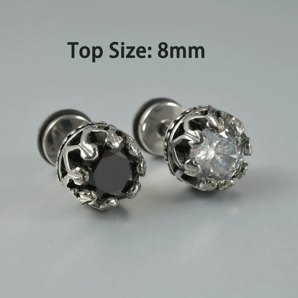 Wholesale Stud Earrings Stainless Steel Zircon Clawshaped Geometric Hip Hop Style Electroplated