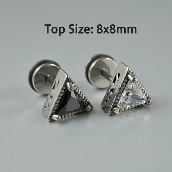 Wholesale Stud Earrings Stainless Steel Zircon Clawshaped Geometric Hip Hop Style Electroplated