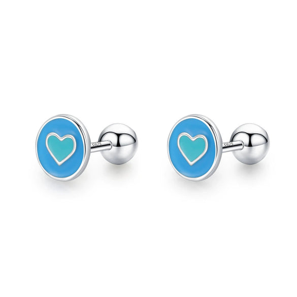 Wholesale Stud Earrings 925 Sterling Silver Epoxy Heart Shape Cute Women's Fashionable