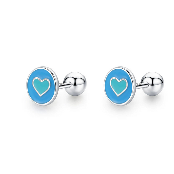 Wholesale Stud Earrings 925 Sterling Silver Epoxy Heart Shape Cute Women's Fashionable