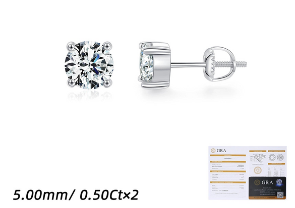 Wholesale Stud Earrings 925 Sterling Silver Geometric Gem Inlaid Women's Light Luxury