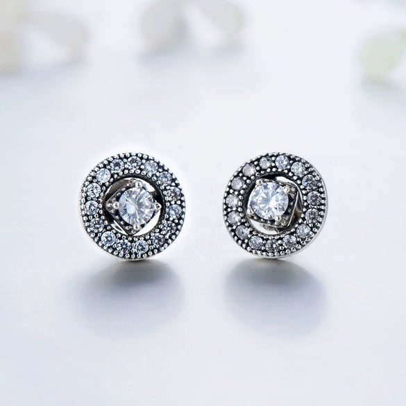 Wholesale Stud Earrings 925 Sterling Silver Geometric Retro Micro Inlay For Women