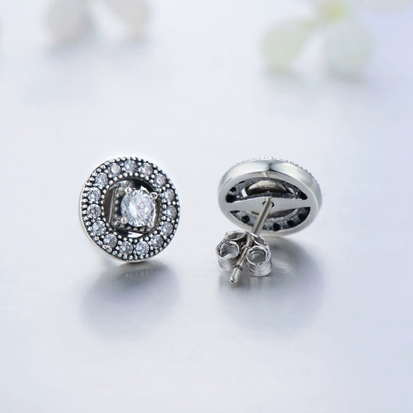 Wholesale Stud Earrings 925 Sterling Silver Geometric Retro Micro Inlay For Women