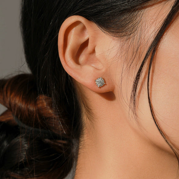 Wholesale Stud Earrings 925 Sterling Silver Geometric Style Gem Inlaid For Women