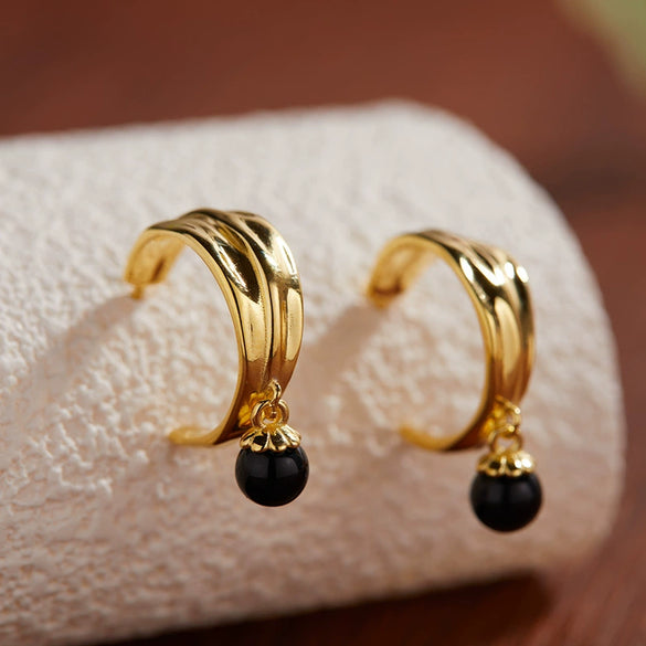 Wholesale Stud Earrings 925 Sterling Silver Inlaid With Natural Agate Lapis Lazuli Pearl Vintage Wave Style