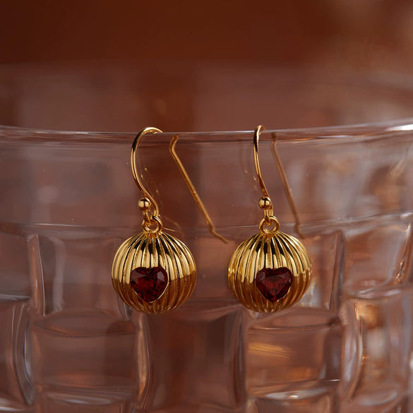 Wholesale Stud Earrings 925 Sterling Silver Natural Heartshaped Gemstone Retro Geometric Style