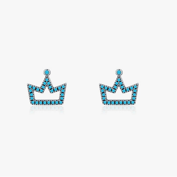 Wholesale Stud Earrings 925 Sterling Silver Retro Crown Style Micro Inlaid For Women