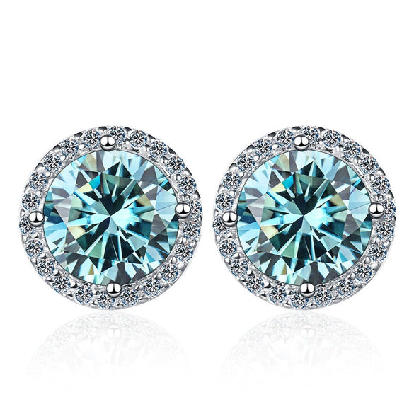 Wholesale Stud Earrings 925 Sterling Silver Round Moissanite Fourclaw Setting Simple Style