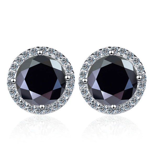 Wholesale Stud Earrings 925 Sterling Silver Round Moissanite Fourclaw Setting Simple Style