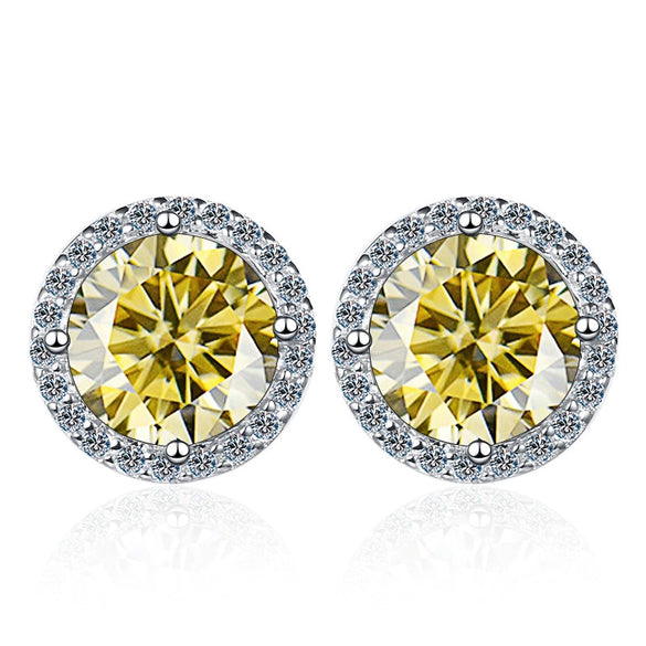 Wholesale Stud Earrings 925 Sterling Silver Round Moissanite Fourclaw Setting Simple Style