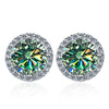 Wholesale Stud Earrings 925 Sterling Silver Round Moissanite Fourclaw Setting Simple Style