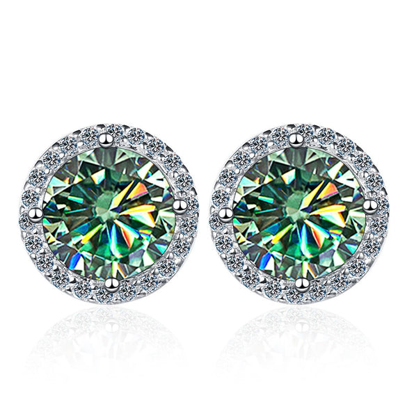 Wholesale Stud Earrings 925 Sterling Silver Round Moissanite Fourclaw Setting Simple Style