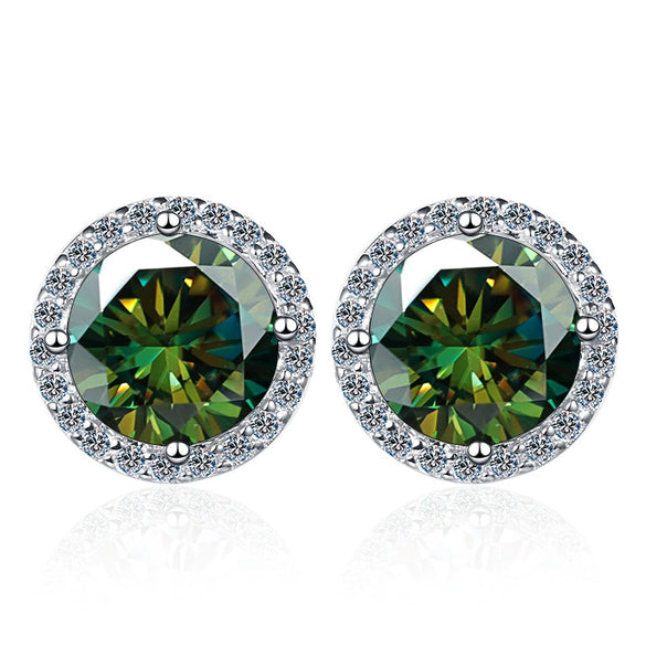 Wholesale Stud Earrings 925 Sterling Silver Round Moissanite Fourclaw Setting Simple Style