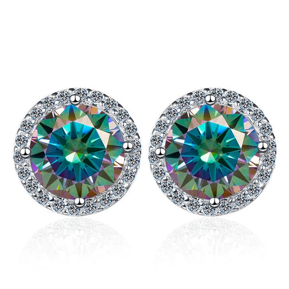 Wholesale Stud Earrings 925 Sterling Silver Round Moissanite Fourclaw Setting Simple Style