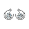 Wholesale Stud Earrings 925 Sterling Silver Star Moon Shape Micropaved Light Luxury Style