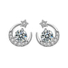 Wholesale Stud Earrings 925 Sterling Silver Star Moon Shape Micropaved Light Luxury Style