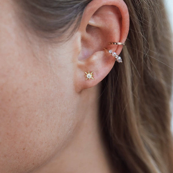 Wholesale Stud Earrings 925 Sterling Silver Starfish White Zirconium Electroplated Geometric Style For Women