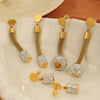 Wholesale Stud Earrings Titanium Steel Goldplated Geometric Cylindrical Long Tassel Women's Fashion