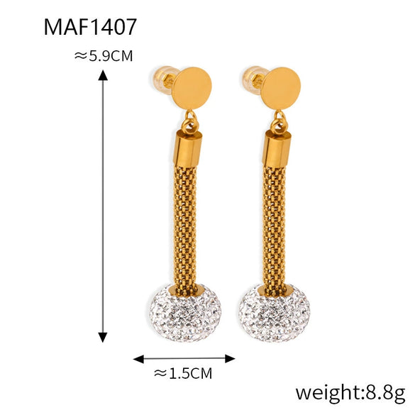 Wholesale Stud Earrings Titanium Steel Goldplated Geometric Cylindrical Long Tassel Women's Fashion
