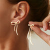Wholesale Stud Earrings Zinc Alloy Geometric Irregular Fold Corrugated Smooth Petal Bow Style With Stainless Steel Ear Needles And Electroplating