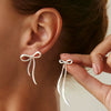 Wholesale Stud Earrings Zinc Alloy Geometric Irregular Fold Corrugated Smooth Petal Bow Style With Stainless Steel Ear Needles And Electroplating