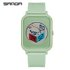 Wholesale Student Electronic Watch With Square Dial Acrylic Mirror Tpu Strap And Abs Case