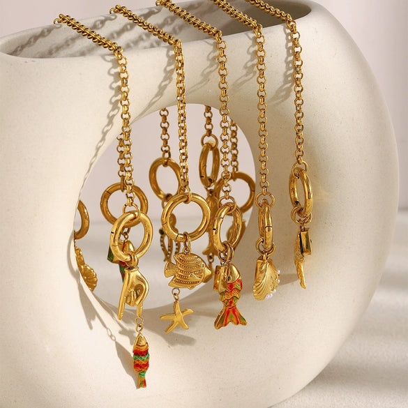 Wholesale Stylish Animal Patterned Doubleended Buckle Chain Pendant Accessories Electroplated 18K Gold Stainless Steel