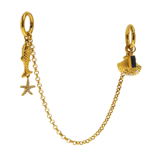 Wholesale Stylish Animal Patterned Doubleended Buckle Chain Pendant Accessories Electroplated 18K Gold Stainless Steel