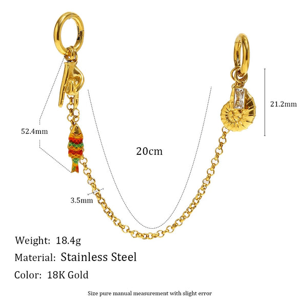 Wholesale Stylish Animal Patterned Doubleended Buckle Chain Pendant Accessories Electroplated 18K Gold Stainless Steel