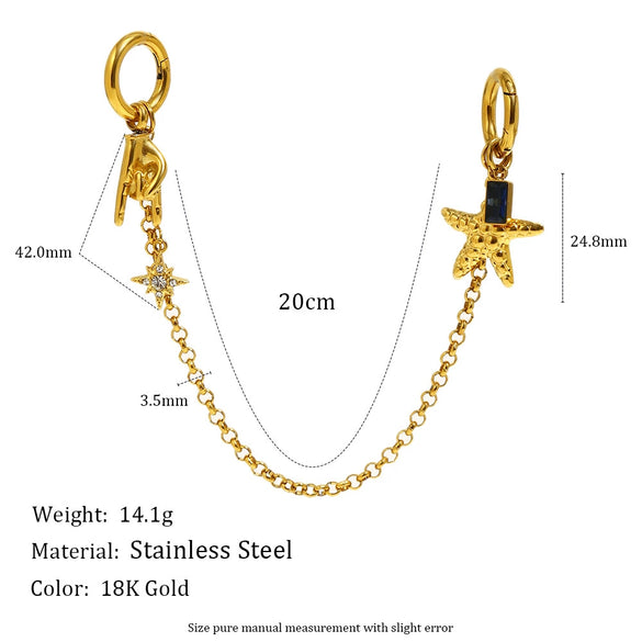 Wholesale Stylish Animal Patterned Doubleended Buckle Chain Pendant Accessories Electroplated 18K Gold Stainless Steel