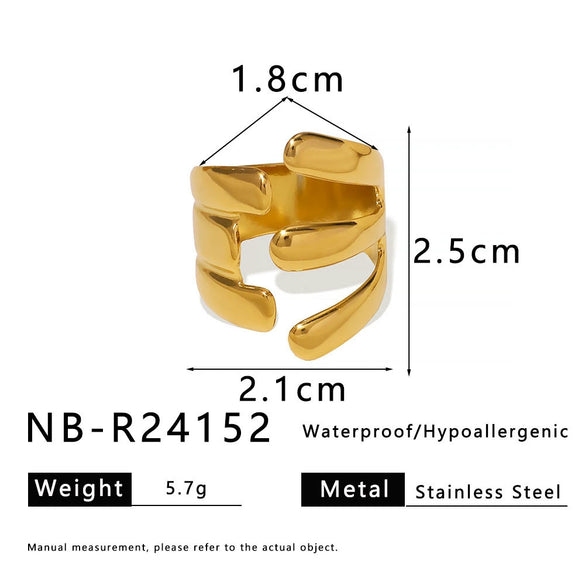 Wholesale Stylish Asymmetrical Geometric Stainless Steel Open Ring For Female Couple With Electroplating