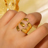 Wholesale Stylish Asymmetrical Geometric Stainless Steel Open Ring For Female Couple With Electroplating