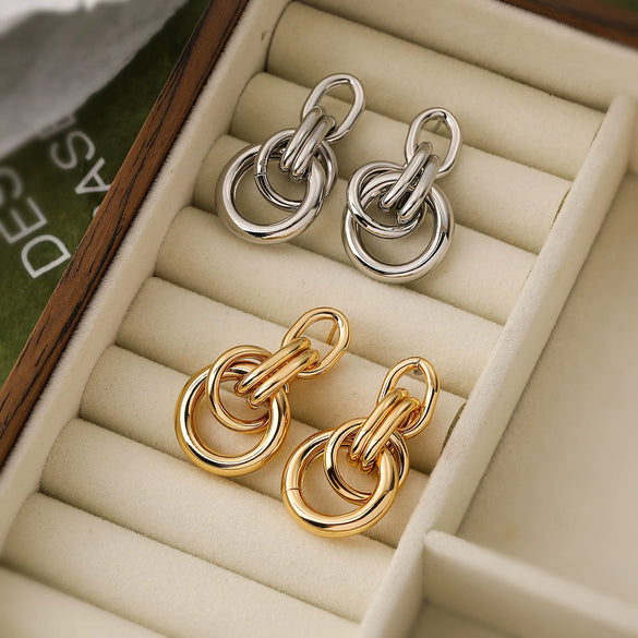 Wholesale Stylish Copper Plated Geometric Earrings For Women