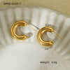 Wholesale Stylish Exaggerated Stainless Steel 18K Gold Geometric Triangle Cshaped Electroplated Women's Earrings
