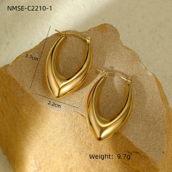 Wholesale Stylish Exaggerated Stainless Steel 18K Gold Geometric Triangle Cshaped Electroplated Women's Earrings
