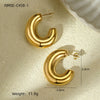 Wholesale Stylish Exaggerated Stainless Steel 18K Gold Geometric Triangle Cshaped Electroplated Women's Earrings