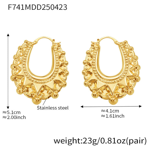 Wholesale Stylish Geometric 316L Stainless Steel Earrings With 18K Gold Ear Buckle And Electroplating For Girls