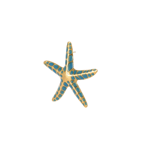 Wholesale Stylish Ocean Style Stainless Steel Colorful Oil Dripping Star Earrings And Titanium Steel Ring With Electroplating