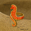 Wholesale Stylish Oil Dripping Seahorse Stainless Steel Ring With Electroplating Jewelry