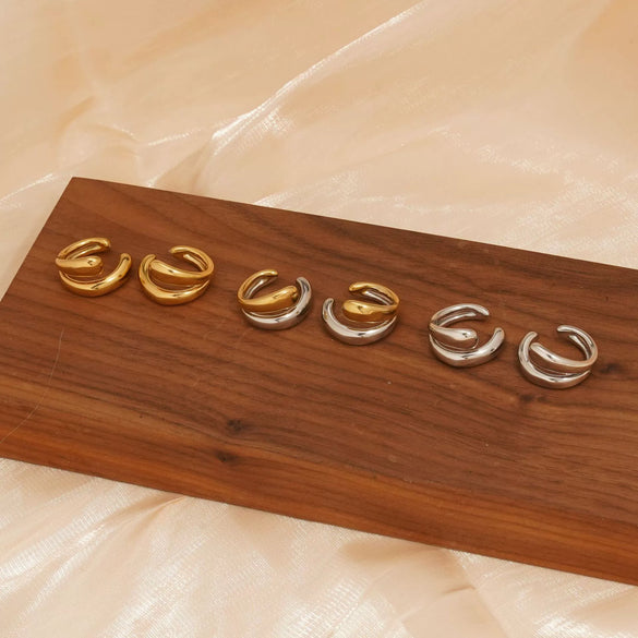 Wholesale Stylish Simple Geometric Hoop Ear Clips In 316 Stainless Steel With Electroplating