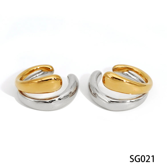 Wholesale Stylish Simple Geometric Hoop Ear Clips In 316 Stainless Steel With Electroplating