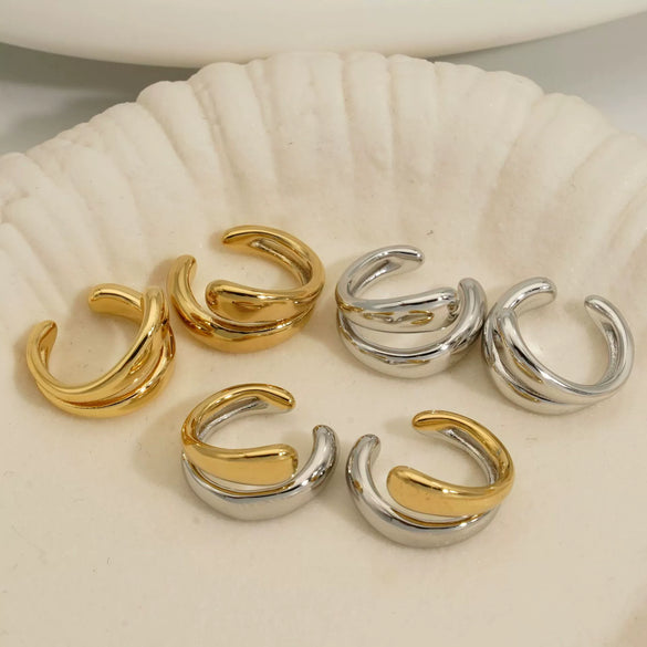Wholesale Stylish Simple Geometric Hoop Ear Clips In 316 Stainless Steel With Electroplating
