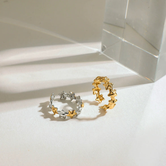 Wholesale Stylish Stainless Steel Geometric Ring With Gold And Silver Color Matching And Electroplating