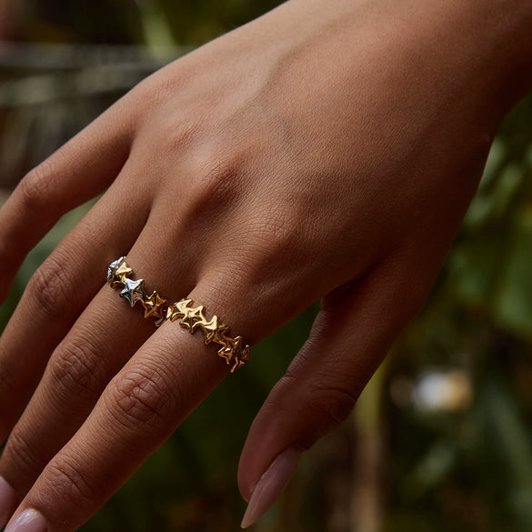 Wholesale Stylish Stainless Steel Geometric Ring With Gold And Silver Color Matching And Electroplating