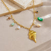 Wholesale Stylish Summer Ocean Conch Pendant Stainless Steel Goldplated Necklace For Women