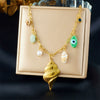 Wholesale Stylish Summer Ocean Conch Pendant Stainless Steel Goldplated Necklace For Women