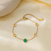 Wholesale Summer Light Luxury Fiveleaf Clover Flower Titanium Steel Electroplated Bracelet For Women