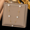 Wholesale Summer Pearl Star Geometric Necklace For Women Made Of Titanium Steel With Electroplating And O Word Chain